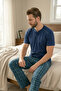 Men's 100% Cotton Ghost Pajama Set Short Sleeve Buttoned Collar T-Shirt with Plaid Pants Summer Home Wear Set - 4