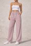 Women's Burgundy Elastic Waist Waterway Pocket Trousers - 4