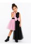 Girl's Asymmetrical Tulle Evening Dress Black Pink Dress Black / Pink Dress Special Occasion Dress with Bow Detail - 2