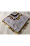 Brand Handcrafted Needle Embroidered Writing 100% Cotton Muslin – 4 Sides Embroidered Elegant Headscarf 100X100 cm - 3