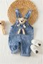 Baby Boy Denim Salopet Jumpsuit with Teddy Bear Premium Comfortable Daily Stylish Jumpsuit for Holidays - 3