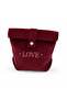 Velvet Makeup Bag Claret Red – Love Embroidered Suede Lined Organizer & Travel Bag 17X23X10 cm