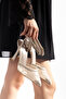 Beige Pointed Toe Thin Heeled Women's Shoes with Lace Detail - 2