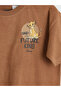 Brown Crew Neck Lion King Printed Boys' T-Shirt