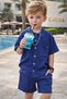 Boy's Waffle Shirt and Shorts Set |   2-Piece Set Summer Stylish Holiday Wear