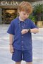 Boy's Waffle Shirt and Shorts Set |   2-Piece Set Summer Stylish Holiday Wear - 4