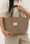 Gold Staple Detailed Cookie / Coffee Wax Canvas & Gold Staple Detailed Hanger (Width:28 Length:25) - 5