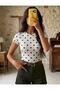Women's Polka Dot Patterned T-Shirt - 4
