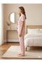 Summer Camisole Plaid Cherry Patterned Women's Lycra Pajama Set - 4