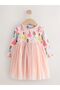 Cotton Pink Princess Patterned Tutu Long Sleeve Dress - 3