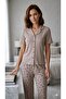 Summer Shirt Collar Buttoned Women's Pajama Set - 2