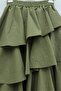 تنورة كوبرا مبطنة بخصر مطاطي - كاكي - 7