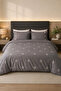 Cuadro 100% Cotton, Embroidered Double Duvet Cover Set 6 Pieces Anthracite Gray Geometric Embroidered Dowry Premium Set - 4