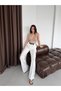 White Belt Detailed Pleated Palazzo Trousers - 2