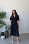 Navy Blue Half Sleeve V-Neck Midi Dress