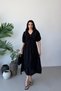 Black Half Sleeve V-Neck Midi Dress