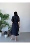 Navy Blue Half Sleeve V-Neck Midi Dress - 7