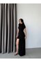 Black Zero Sleeve Dress with Tail Detail - 2