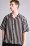 Boxy Fit Apaş Collar Printed Striped Short Sleeve Shirt G4141Ax26Sm