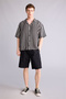 Boxy Fit Apaş Collar Printed Striped Short Sleeve Shirt G4141Ax26Sm - 2