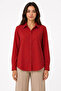 Long Sleeve Shirt with Buttons, Classic Collar, Suitable for Casual and Office Wear - Red - 4