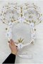 White Bridal Bridesmaid Tambourine, Glittery Sequins, Shiny Stones and Flower Decorations, Wedding Henna Bride Circumcision Party Decoration 1 Piece