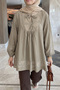 Jacquard Detailed Tunic Y0124 - Light Khaki - 2