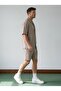 Men's Jacquard 100% Cotton Textured Shirt Shorts Set Mink 3016Dngr - 5