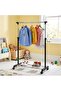 Single Rail Garment Rack with Bottom Mesh Shoe Shelf - 5