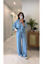 Zensia Blue Tencel Shirt Pants Set - 2