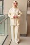 Single Sleeve Floral Accessory Pantsuit - 2