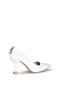 T011Ys Mg White Stiletto Heeled Women's Shoes - 5