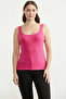 Thick Strap Cotton Ribbed Basic Undershirt - Fuchsia