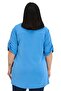 Plus Size Indigo Blouse with Button and Placket Detail on the Collar and Sleeve Epaulettes - 3