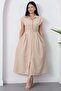 Shirt Collar Buttoned Belted Dress Grs3953 - 4