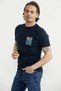 Basic T-Shirt with Print Detail - Navy Blue - 3