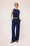 Women's Diego Lacing Detailed Double Breasted Blouse and Wide Leg Pants Bottom-Top Set, Summer Soft Modal Fabric - 5