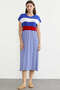 Striped Marine Off-Shoulder Combed Cotton Dress - Cobalt Blue