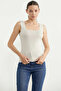 Thick Strap Basic Knitwear Undershirt - Stone - 3