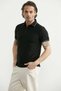 Polo Collar Textured T-Shirt - Black - 3