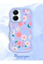 Vivo Y16 Compatible Shockproof Simple Blue Silicone Phone Case Cover Flower Pattern - 2