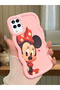 Samsung Galaxy A12 Compatible Shockproof Simple Pink Silicone Phone Case Minnie Pattern