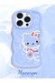 iPhone 14 Pro Max Compatible Shockproof Simple Blue Silicone Phone Case Hello Kitty Pattern - 2