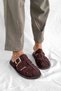 Mirella Bitter Brown Suede Buckle Detail Women's Slippers - 4