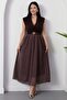 Double-Breasted Collar Belted Polka Dot Chiffon Dress Grs3911 - 6