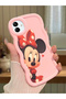 Samsung Galaxy A04 Compatible Shockproof Simple Pink Silicone Phone Case Minnie Pattern