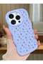 iPhone 16 Pro Max Compatible Shockproof Simple Blue Silicone Phone Case Flower Pattern