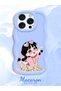 iPhone 12 Pro Compatible Shockproof Simple Blue Silicone Phone Case Cute Girl Pattern - 2