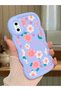 iPhone X Compatible Shockproof Simple Blue Silicone Phone Case Flowers Pattern