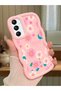 Samsung Galaxy A24 Compatible Shockproof Simple Pink Silicone Phone Case with Flower Pattern
